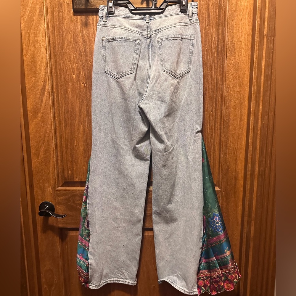 Customized PacSun Light Blue Jeans with Colorful Flare. - Picture 2 of 5
